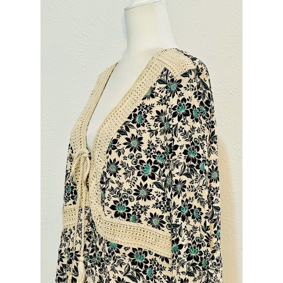 Torrid Size 2X Gauze Lace-Up Skater Dress Floral Tasseled Lined Boho Feminine - Picture 10 of 16